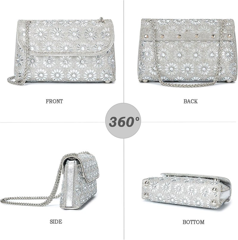 BBTT.ful Shoulder Bags Crossbody Bag Purses Handbags Crystals Rhinestone Evening Bag for Women Clutch Purse with Chain - Image 3